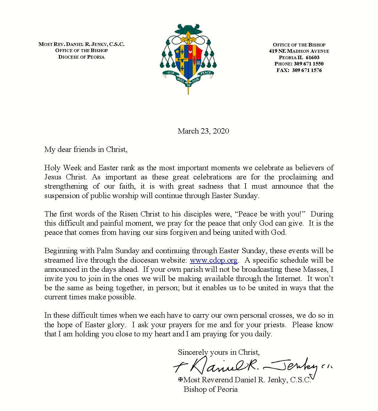 Holy Week Bishop Message